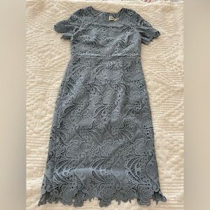 Eliza J Lace Midi Dress in Soft Blue